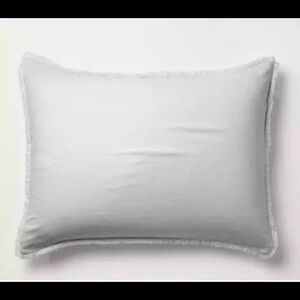 Casaluna fringe hem grey linen pillow sham standard new